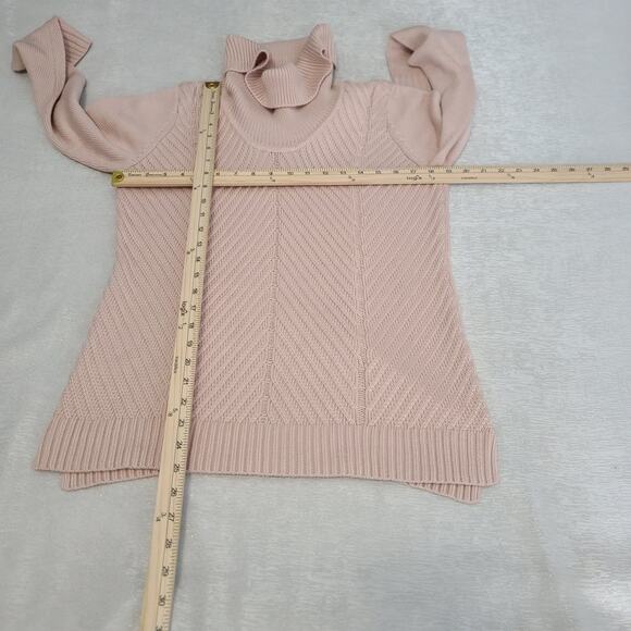 Calvin Klein mockneck Fisherman sweater pink size Medium Office church preppy - Picture 4 of 6